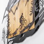 Wallity Bicycle Riding in Nature 1 - Escultura de Pared de Madera y Metal en Nogal y Negro